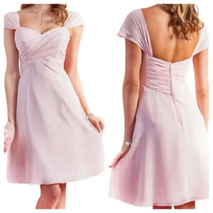 ALFRED ANGELO Pink Chiffon Fit & Flare Dress Sweatheart Neckline Cap Sleeve 12